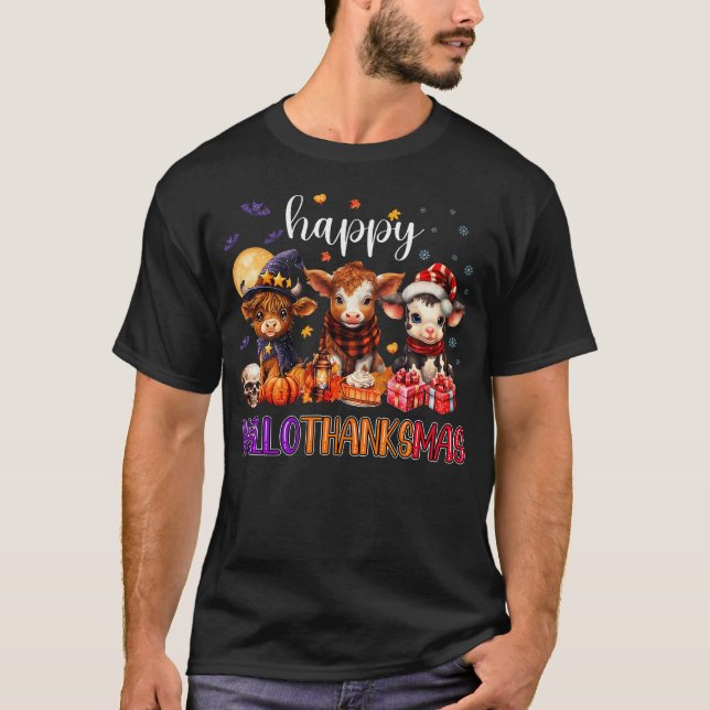 Camiseta Feliz Natal de Ação de Graças de Halloween HalloOb (Frente)