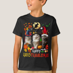 Camiseta Feliz Natal de Ação de Graças de Halloween HalloOb