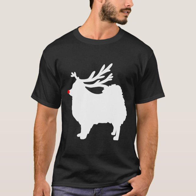 Camiseta Feliz Natal de Cão Pomerano (Frente)