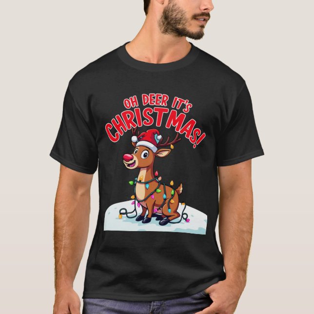 Camiseta Feliz Natal de Férias - Oh Deer É Natal (Frente)