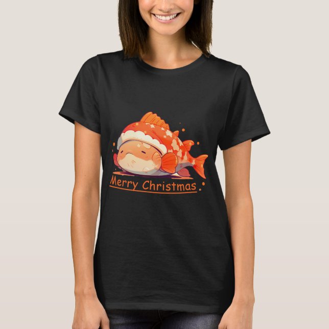 Camiseta Feliz Natal de Peixes anime peixe (Frente)