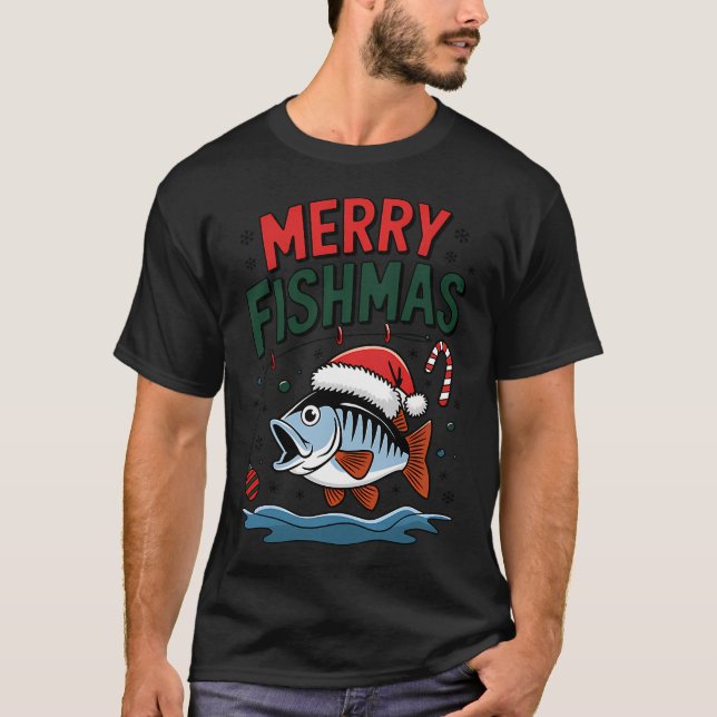 Camiseta Feliz Natal de Pesca (Frente)