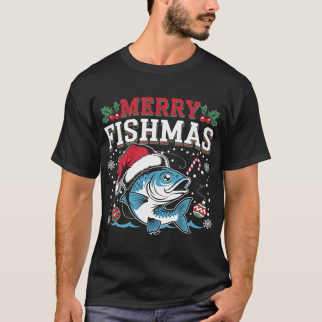 Camiseta Feliz Natal de Pesca (Frente)