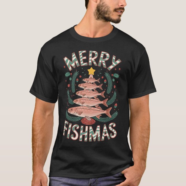Camiseta Feliz Natal de Pesca (Frente)