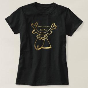 Camiseta Feliz Natal Deer One Faux Dourado Reindeer