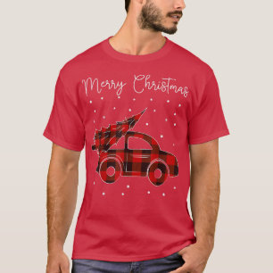 Camiseta Feliz Natal Desenho de Xadrezes Vermelha de Tree d