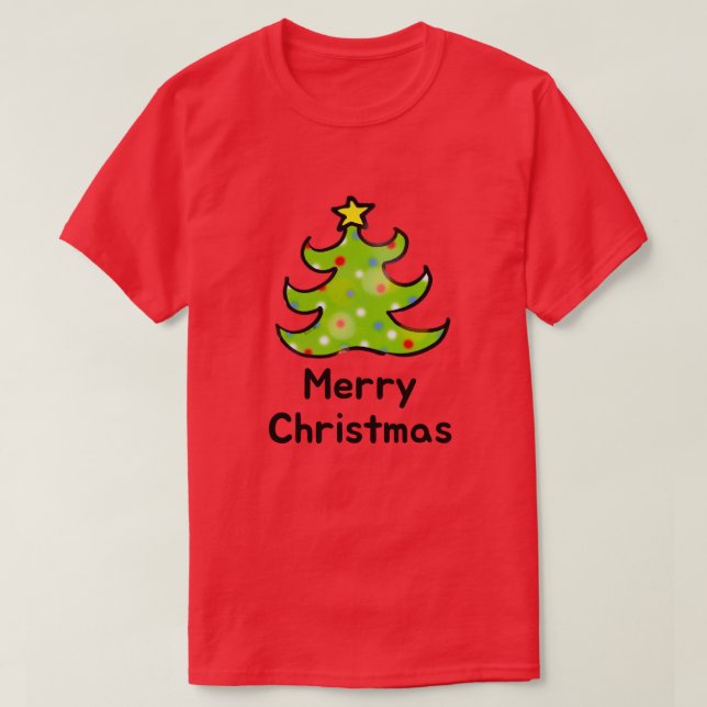 Camiseta Feliz Natal Design de Árvore Caprichosa (Frente do Design)