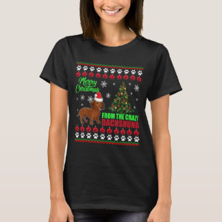 Camiseta Feliz Natal do Dachshund louco