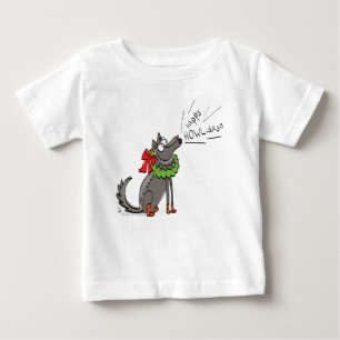 Camiseta Feliz Natal do Lobo Engraçado Feriado