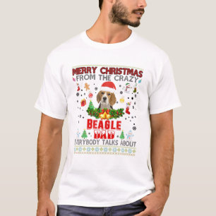 Camiseta Feliz Natal Do Pai Louco De Beagle Em Todo O Mundo