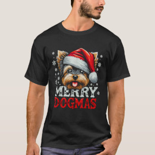 Camiseta Feliz Natal Dogmas Yorkshire Terrier Cachorro Papa