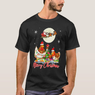 Camiseta Feliz Natal Dois Frangos Papai Noel Árvore de Nata