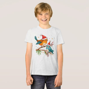 Camiseta Feliz Natal Dois Pássaros Adoráveis
