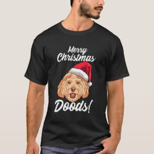 Camiseta Feliz Natal Doods Engraçado Goldendoodle Mãe Pai D