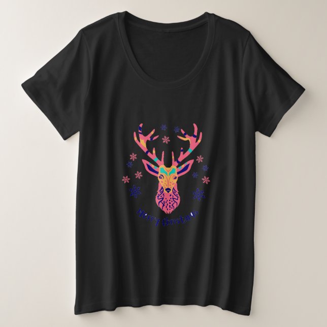 Camiseta Feliz Natal dos Cervos e das Estrelas (Frente do Design)