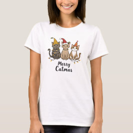 Camiseta Feliz Natal dos Gatos Amante de Gatos Divertidos