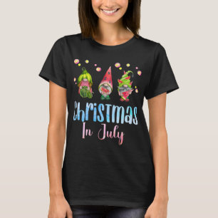 Camiseta Feliz Natal dos Gnomos em julho, melancia Christma