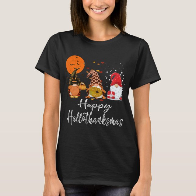 Camiseta Feliz Natal dos Gnomos Hallothanksmas Ação de Graç (Frente)