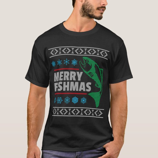 Camiseta Feliz Natal dos Peixes Piada Divertida de Natal do (Frente)