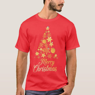Camiseta Feliz Natal Dourado Árvore de Ano Novo Celebração