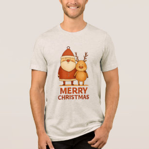 Camiseta Feliz Natal – Duo de Papai Noel e Rena