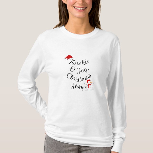 Camiseta Feliz Natal e alegria! Férias Festivas (Frente)