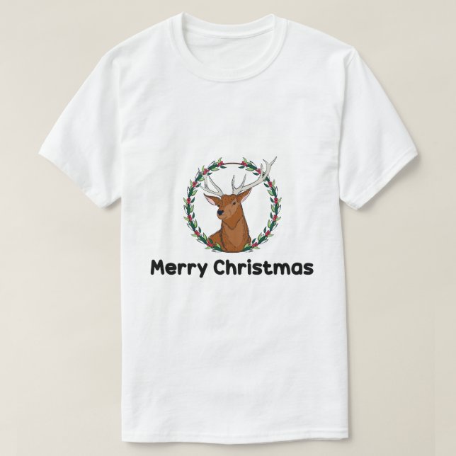 Camiseta Feliz Natal e Boho Deer Seasonal (Frente do Design)