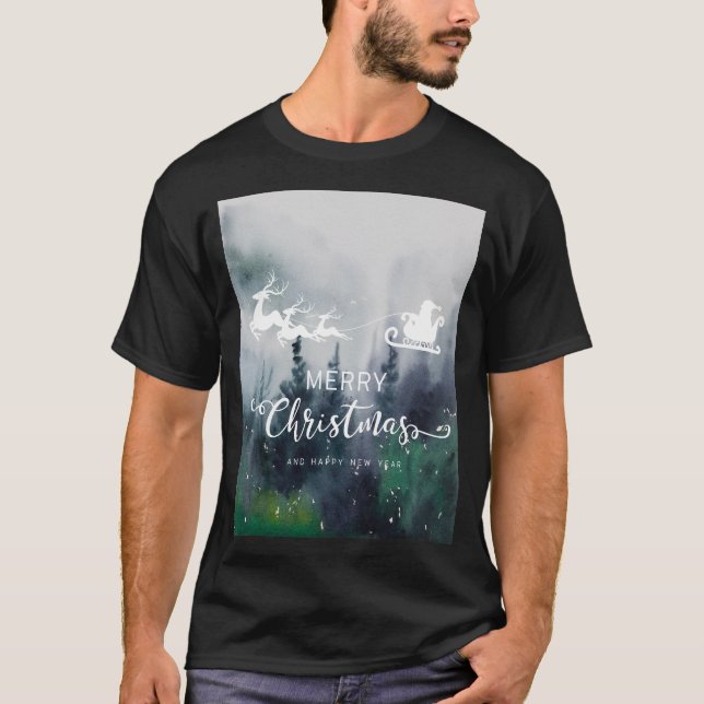 Camiseta Feliz Natal e Design Feliz ano novo (Frente)