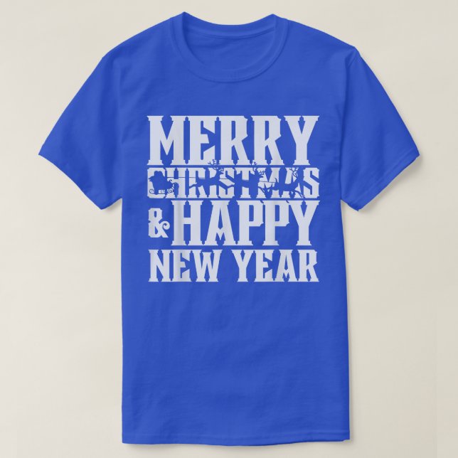 Camiseta Feliz Natal e Feliz ano novo Santas Sleigh & R (Frente do Design)