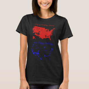 Camiseta Feliz Natal E Feliz Mapa Festivo Dos Eua