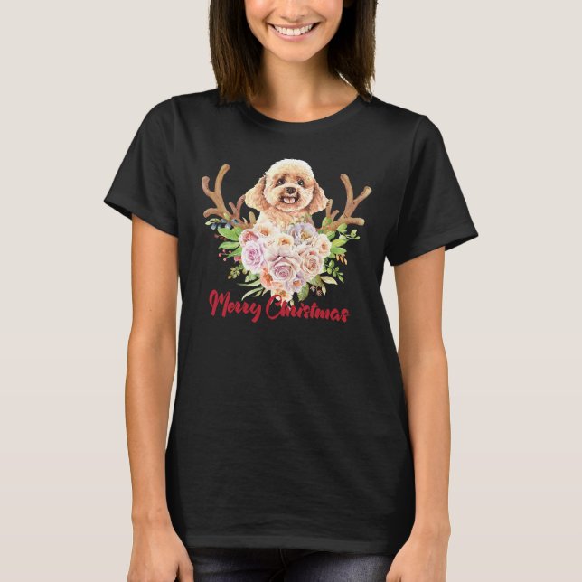 Camiseta Feliz Natal E Poodle Toy Dog Presente De Natal (Frente)