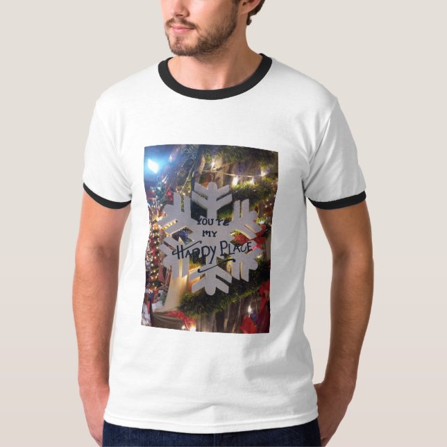Camiseta Feliz Natal e uma Arte em Floco de Neve Feliz ano  (Frente)