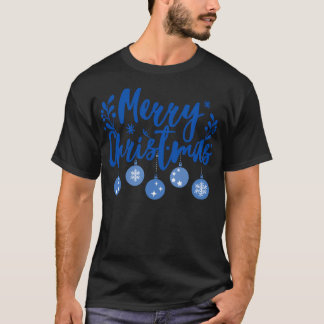 Camiseta Feliz Natal Em Azul E Branco