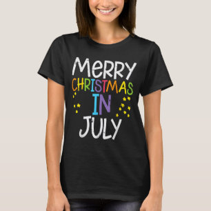 Camiseta Feliz Natal Em Julho Estrelas Verão Xmas Homens