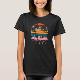Camiseta Feliz Natal Em Julho Flamingo Sunset Retro