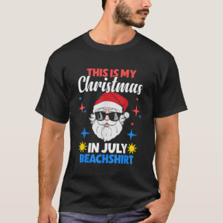 Camiseta Feliz Natal em julho Papai Noel nos Homens de Verã