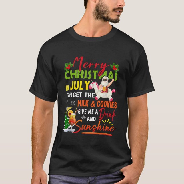 Camiseta Feliz Natal Em Papais noeis De Julho Férias De Ver (Frente)