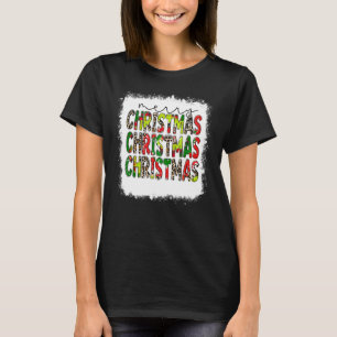 Camiseta Feliz Natal empilhado Natal de Leopardo