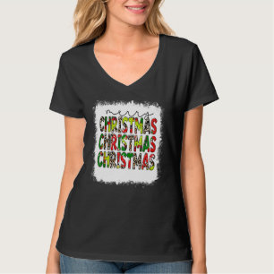 Camiseta Feliz Natal empilhado Natal de Leopardo