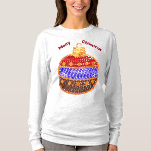 Camiseta Feliz Natal - enfeite brilhante com lantejoulas