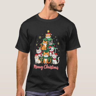 Camiseta Feliz Natal Engraçado Catmas Kitten Árvore de Nata