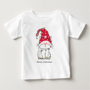 Camiseta Feliz Natal Engraçado Gato de Natal Bonito