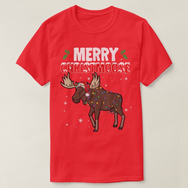 Camiseta Feliz Natal Engraçado Papais noeis de alce de Nata (Frente do Design)