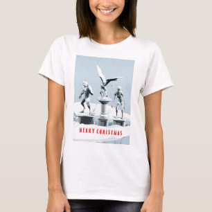 Camiseta Feliz Natal. Esculturas de gelo monstruosas
