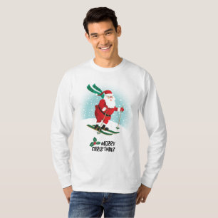 Camiseta Feliz Natal Esquiando Papai Noel Feriados