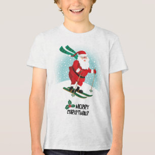 Camiseta Feliz Natal Esquiando Papai Noel Feriados