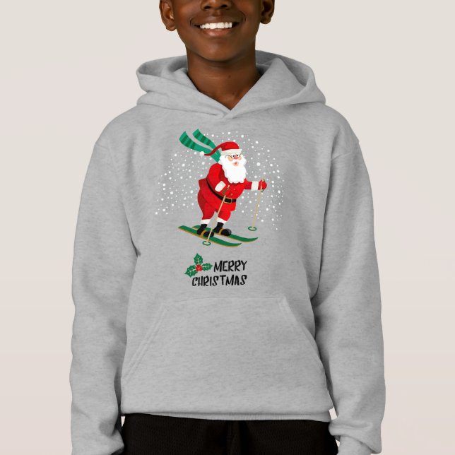 Camiseta Feliz Natal Esquiando Papai Noel Férias de inverno (Frente)