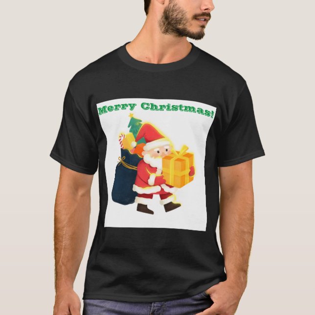Camiseta Feliz Natal Estampa Desejo Magic-Tee Cor Preta (Frente)