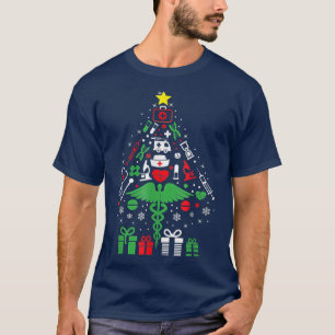 Camiseta Feliz Natal Estetoscópio Enfermeiro Natal P