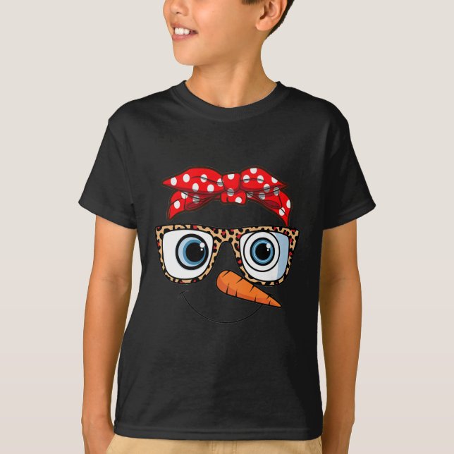Camiseta Feliz Natal Face Snowman Primo Leopardo Natal (Frente)